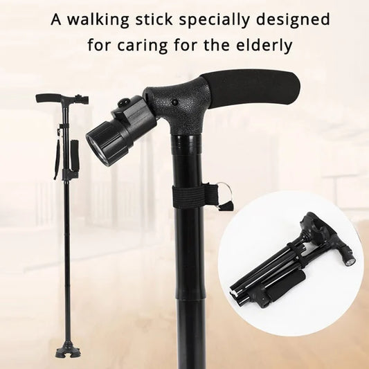 🔥Last Day Get 30% Off🔥Aluminum alloy with LED light non-slip foldable walking stick