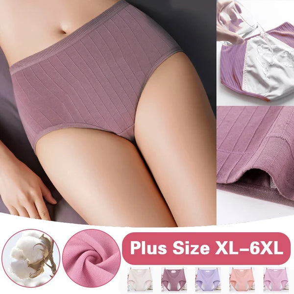 🔥Last day buy 5 get 5 free-High waist plus size cotton antibacterial and leak-proof physiological underwear