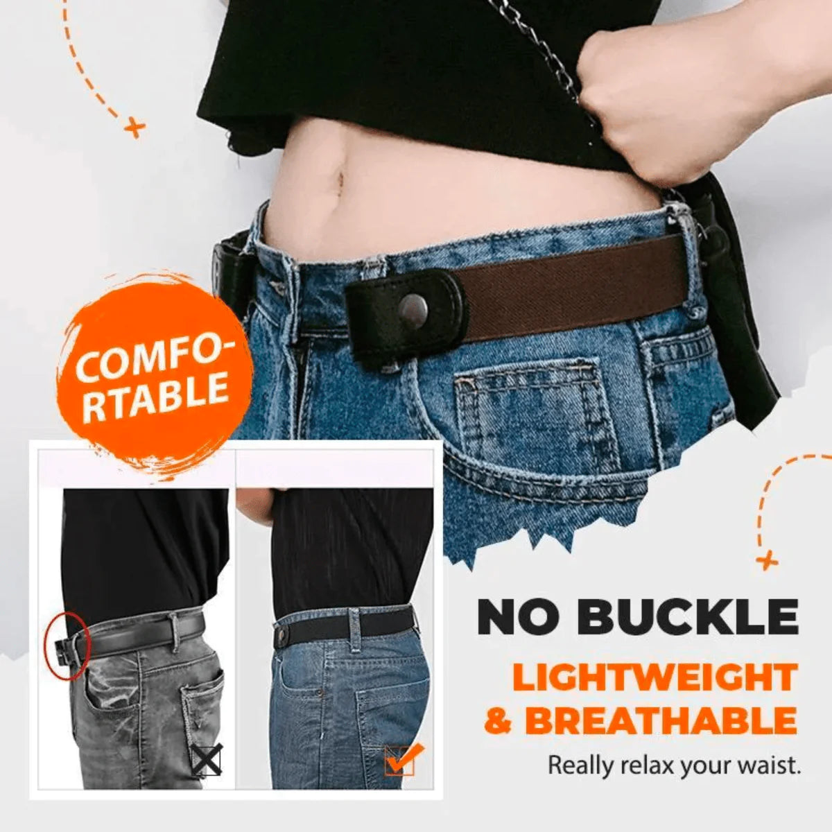 Unisex elastic belt without buckle - 2+1 FREE TODAY